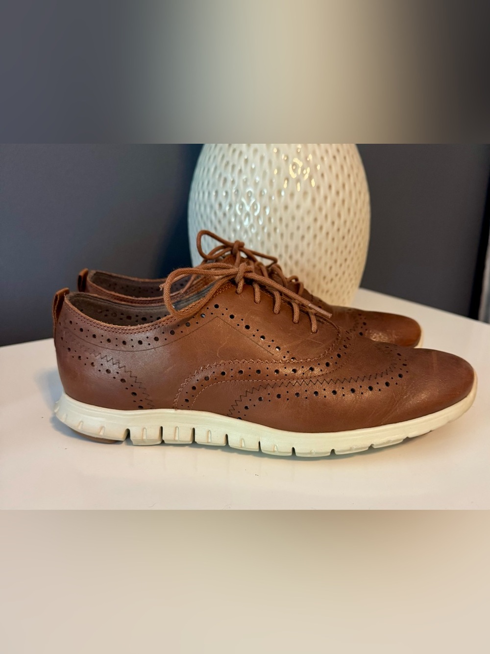 Cole Haan Zerogrand Wingtip Men’s Leather Oxfords Dress Shoes Size 8.5 Brown